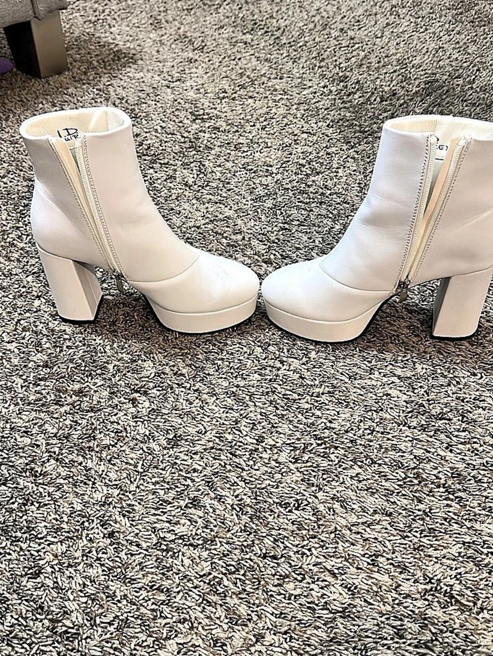 I.D. Required White Heeled Ankle Boots